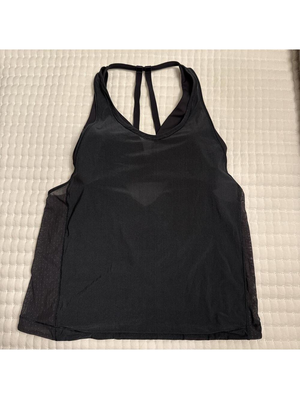 Lululemon Black Athletic Tank with Built-in Bra and Mesh Sides